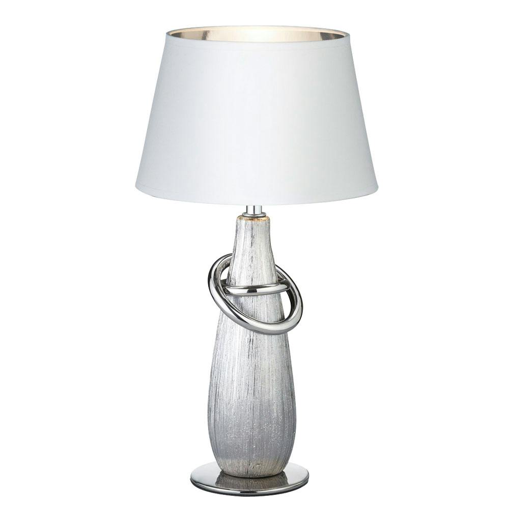 Luxus Tisch Leuchte Schlafzimmer Lese Lampe Keramik silber Schalter