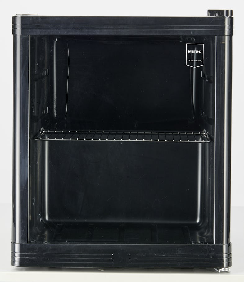 METRO Professional Mini Frigorífico GPC1046 con puerta de cristal, Inox, 43  x 48 x 51.5 cm, 46 L, Refrigeración por aire, negro