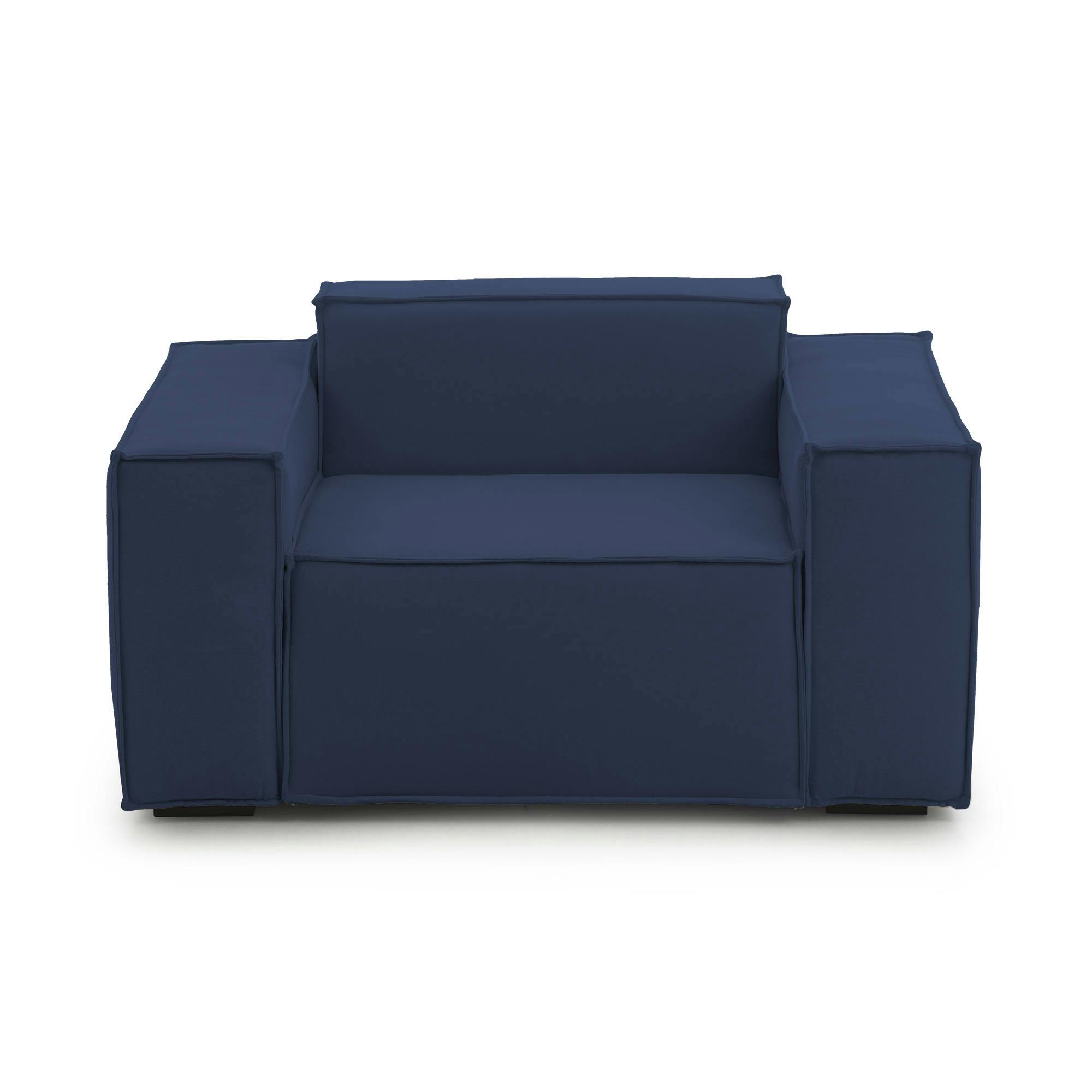 Dmora Poltrona Cristiana, Poltrona da salotto, 100% Made in Italy,  Poltroncina relax in tessuto imbottito, Cm 160x95h70, Blu