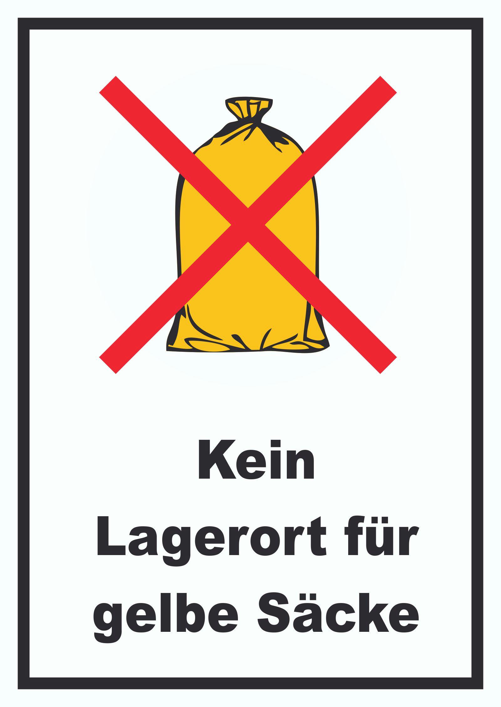 Kein Lagerort für Gelbe Säcke Schild A1 Rückseite selbstklebend | METRO