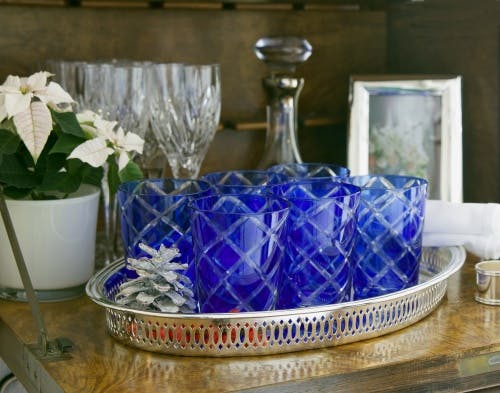 Fül rot handgeschliffenes Glas Kristallglas / Teelichthalter Dio Höhe 10 cm 