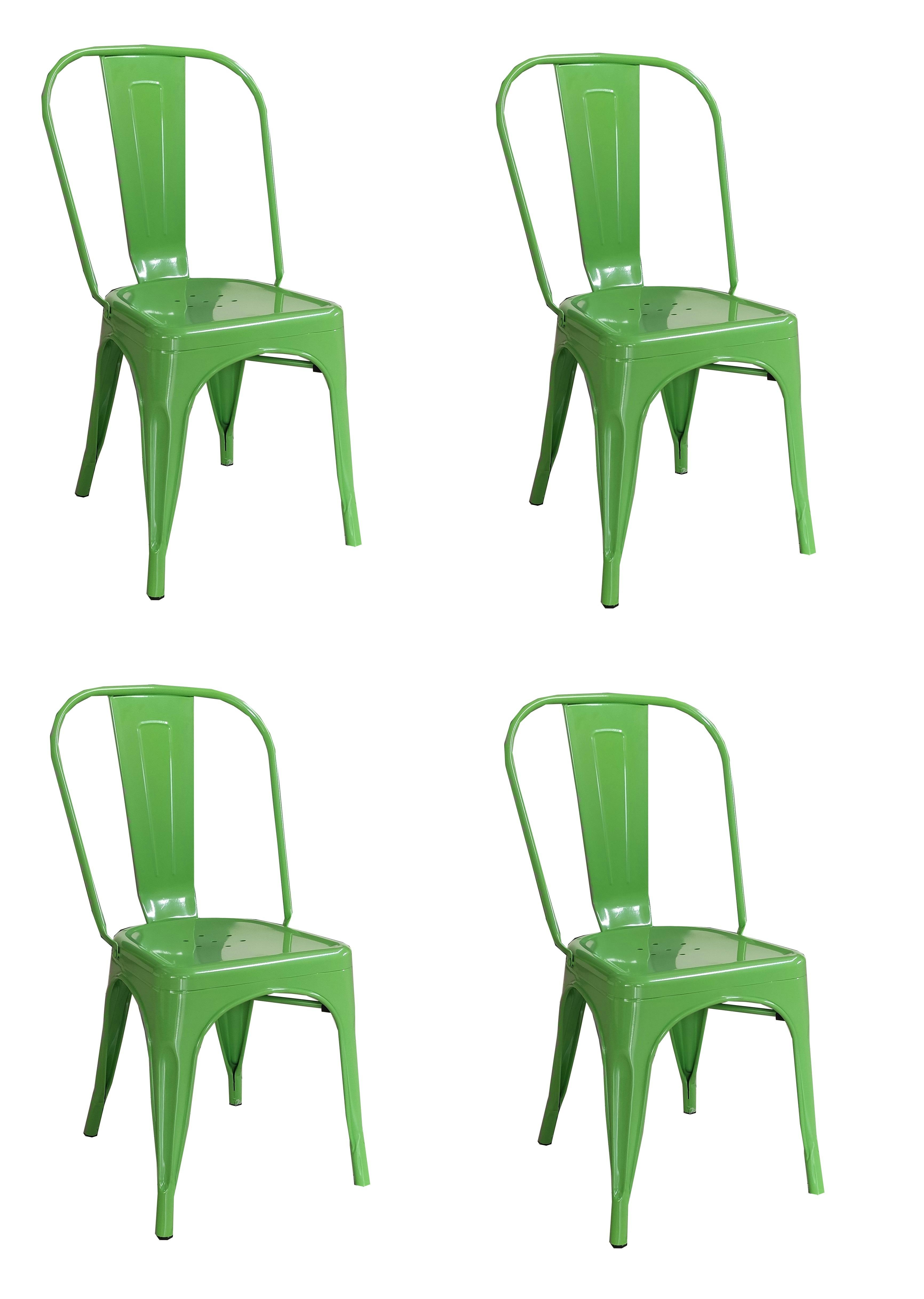 Sedia in Metallo Stile Industriale per Casa Bar Ristoranti Pizzerie. Set 4  sedie Colore VERDE