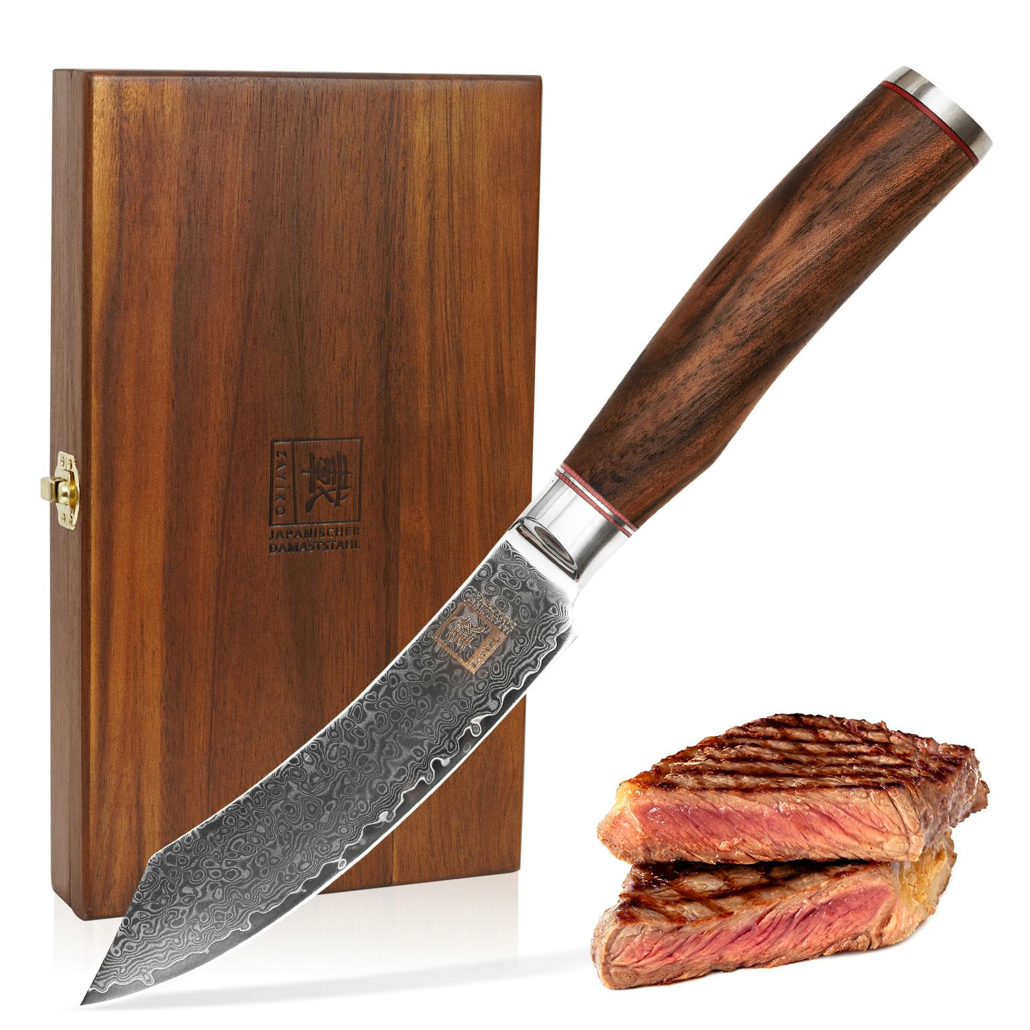 Zayiko Kurumi Exklusive 4er Damast SteakmesserSet, Klingenlänge 12 cm