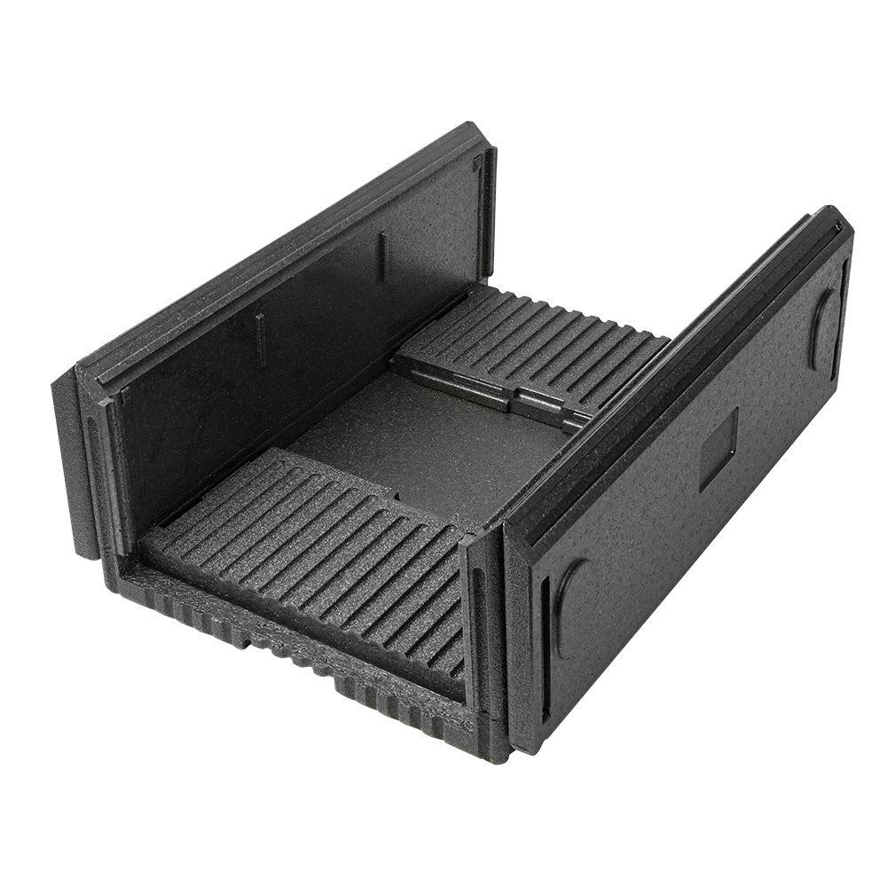 Thermo Future Box, Faltbox GN 1/1, platzsparend, Isolierbox aus einem Stück  inkl. Deckel, 33 Liter, robust, nachhaltig aus EPP, Farbe schwarz/blau