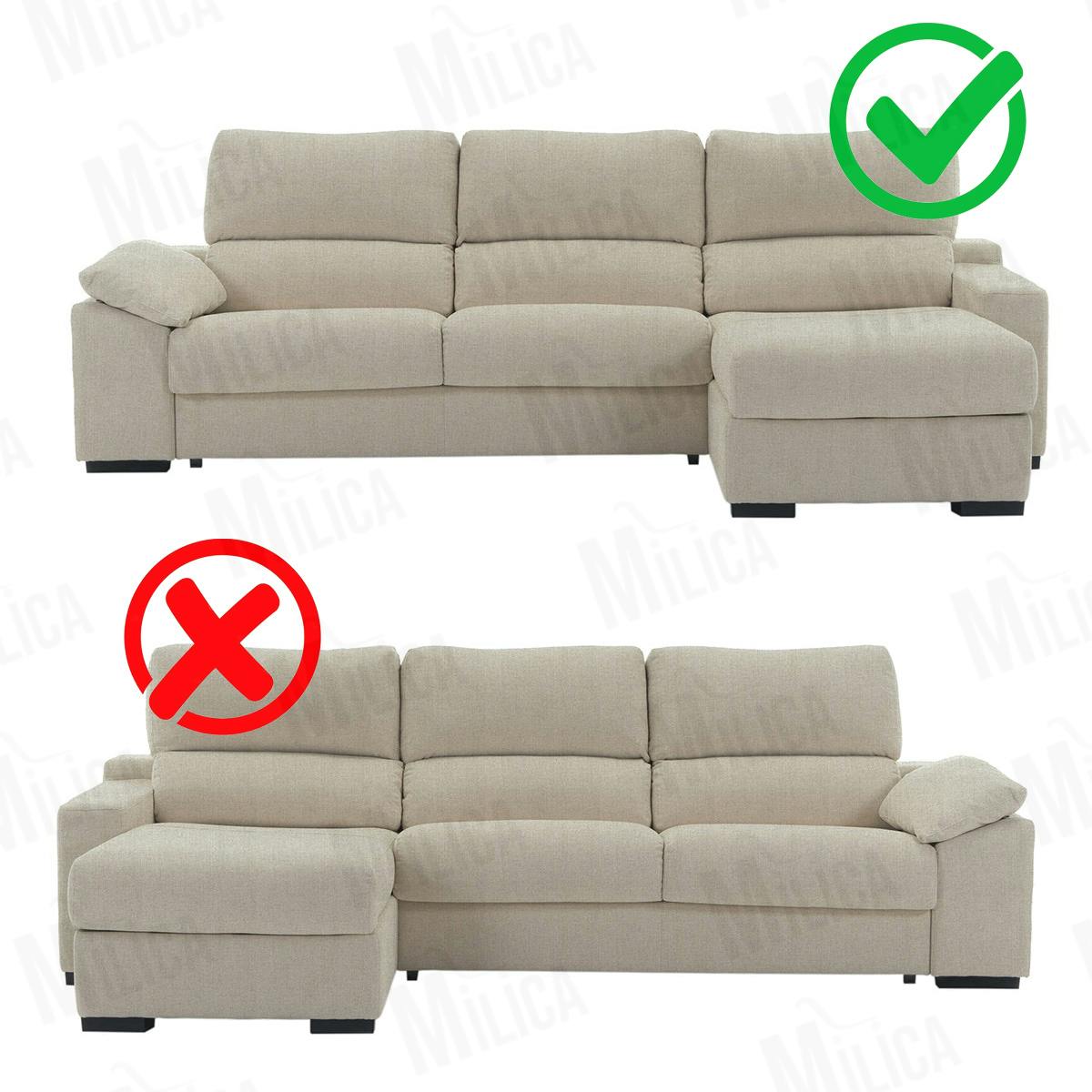 Funda para sofa chaise longue 240 cm brazo derecho - Leire - Color 00  Marfil | MAKRO Marketplace