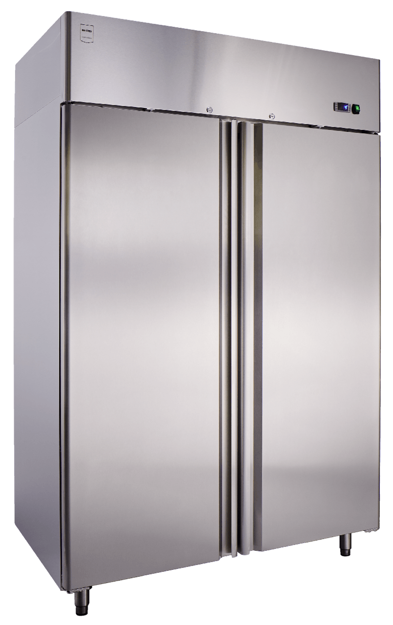 Vooruitzicht Gepland Elektrisch METRO Professional koelkast GRE1400, roestvrij staal, 131,4 x 80,5 x 206,5  cm, 940 L, luchtkoeling, 350 W, GN 1/1, met slot, zilver | MAKRO Webshop