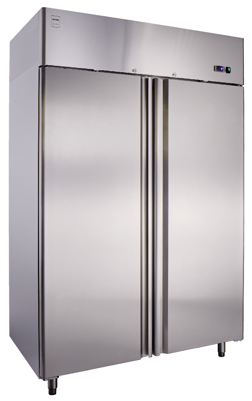 METRO Professional Frigorifero GRE1400, acciaio inox, 131.4x80.5x206.5 cm,  940 L, raffreddamento ad aria, 350 W, GN 1/1, serratura, argento