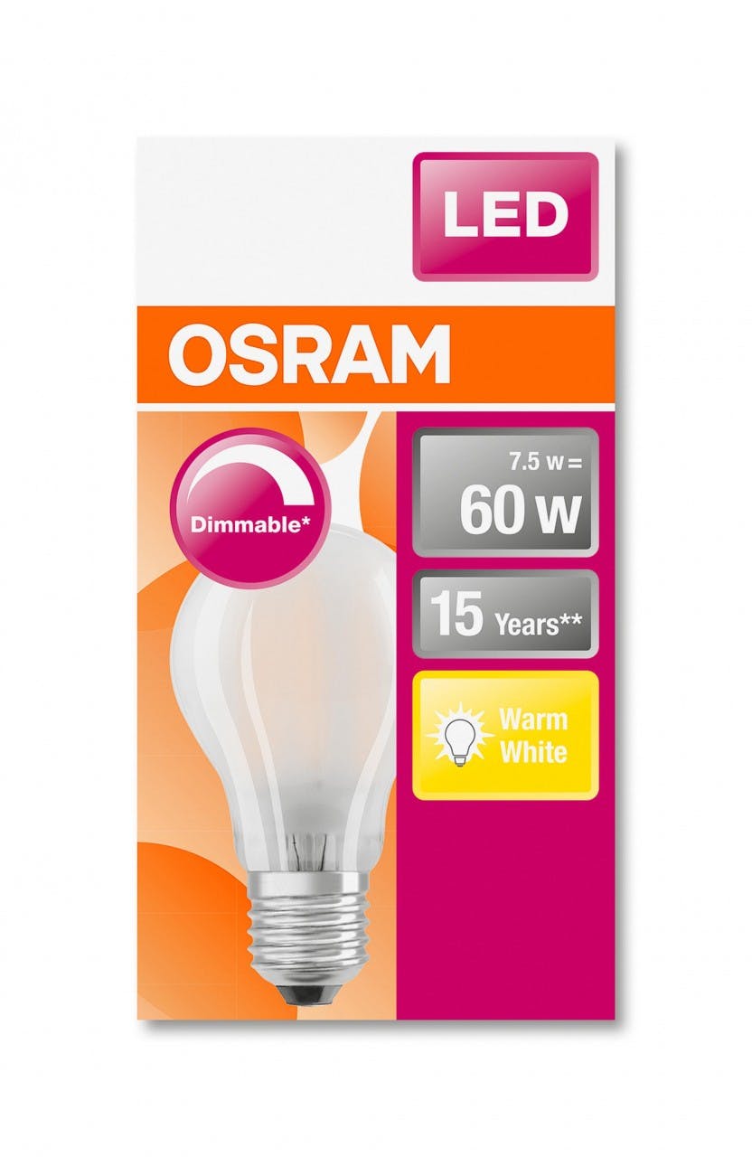 OSRAM LED SUPERSTAR CLASSIC A 60 BOX DIM Warmweiß Filament Matt E27 Glühlampe 