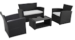 METRO Professional Conjunto de sofás Brandtford, vime PE/ poliéster, 76 x 125.5 x 81.5 cm, preto, 4 peças