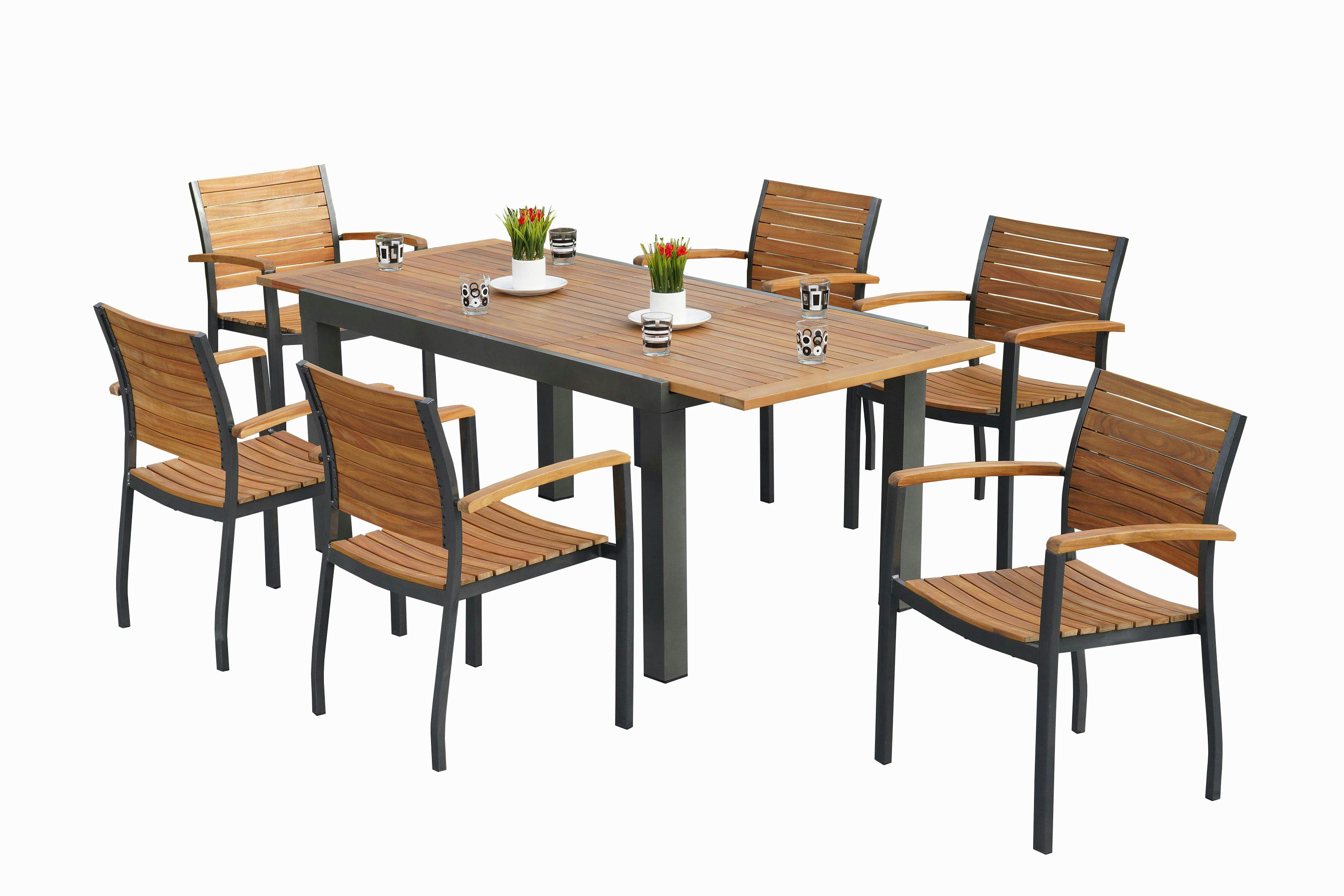 Merxx Santorin Set 7tlg., 6 Stapelsessel, 1 AZ-Tisch 150 (200) X 90 Cm ...