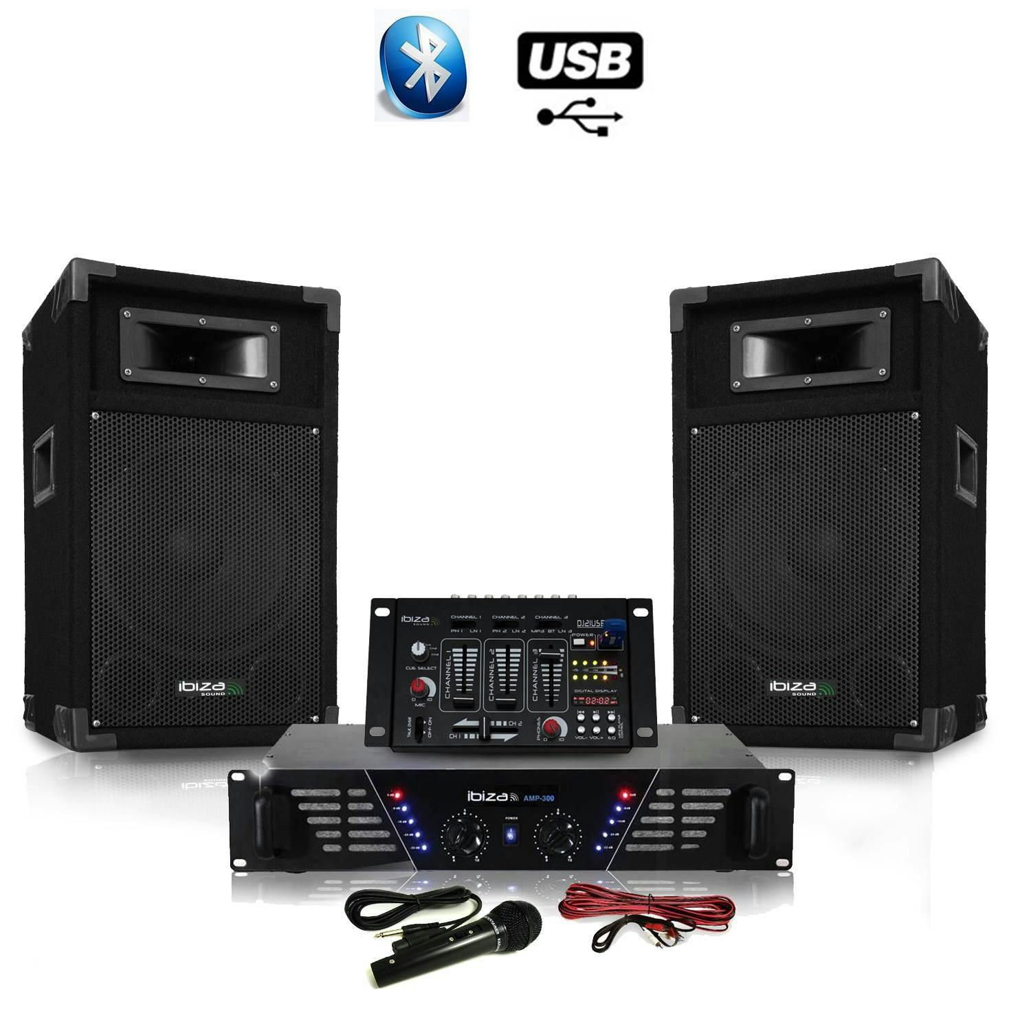 Ibiza Sound Enceinte Active 8 400W, USB/SD Bluetooth + Pied : :  Instruments de musique et Sono