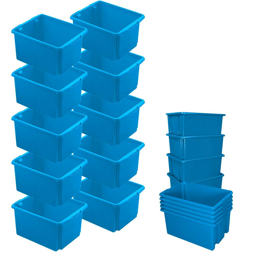 LxBxH 455x360x245 mm 32 Liter stapelbar nestbar 12x Aufbewahrungsbox blau 