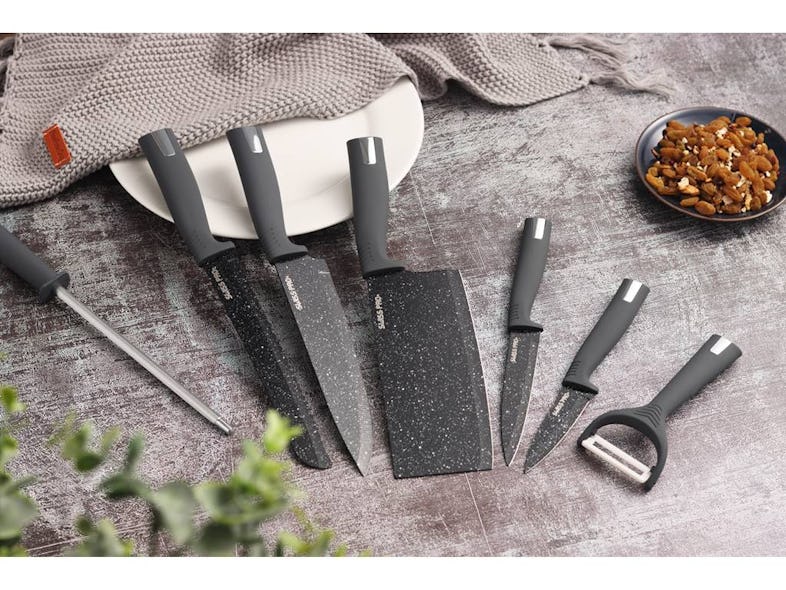 Set de cuchillos - BERLINGERHAUS Black Rose, Juego Cuchillos Cocina  Profesional Acero Inoxidable, Cocinero Cebollero, Rebanador Tabla