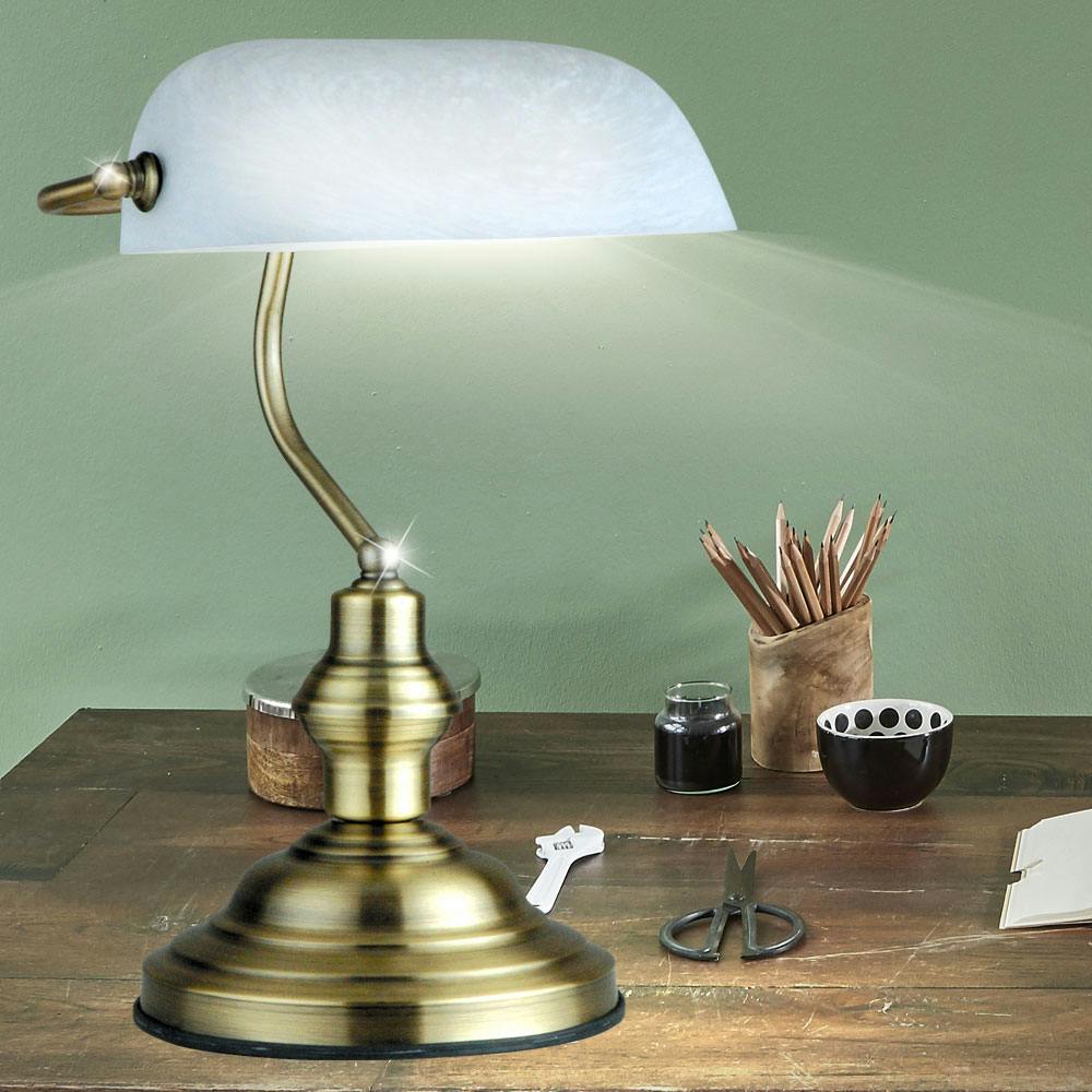 Altmessing LED Schreib Tisch Lampe Vintage Antik Retro Leuchte höhenverstellbar 