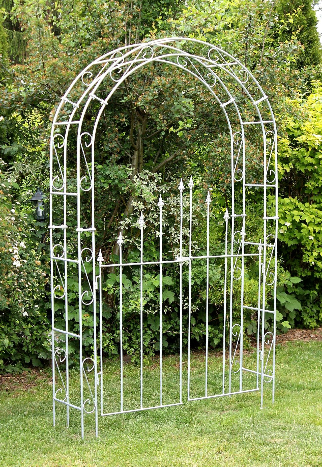 Rosenbogen mit Tür Verzinkt Breite 140 cm Rundbogen Feuerverzinkt