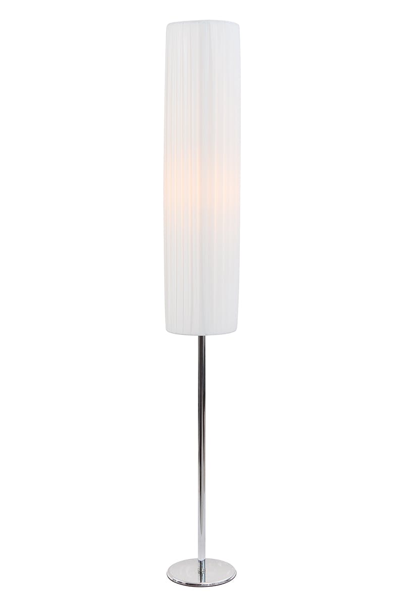 SalesFever vloerlamp 110 cm rond | lampenkap van geplooid latex | frame van roestvrij staal | 14 x D 14 x H 110 cm | wit | Webshop