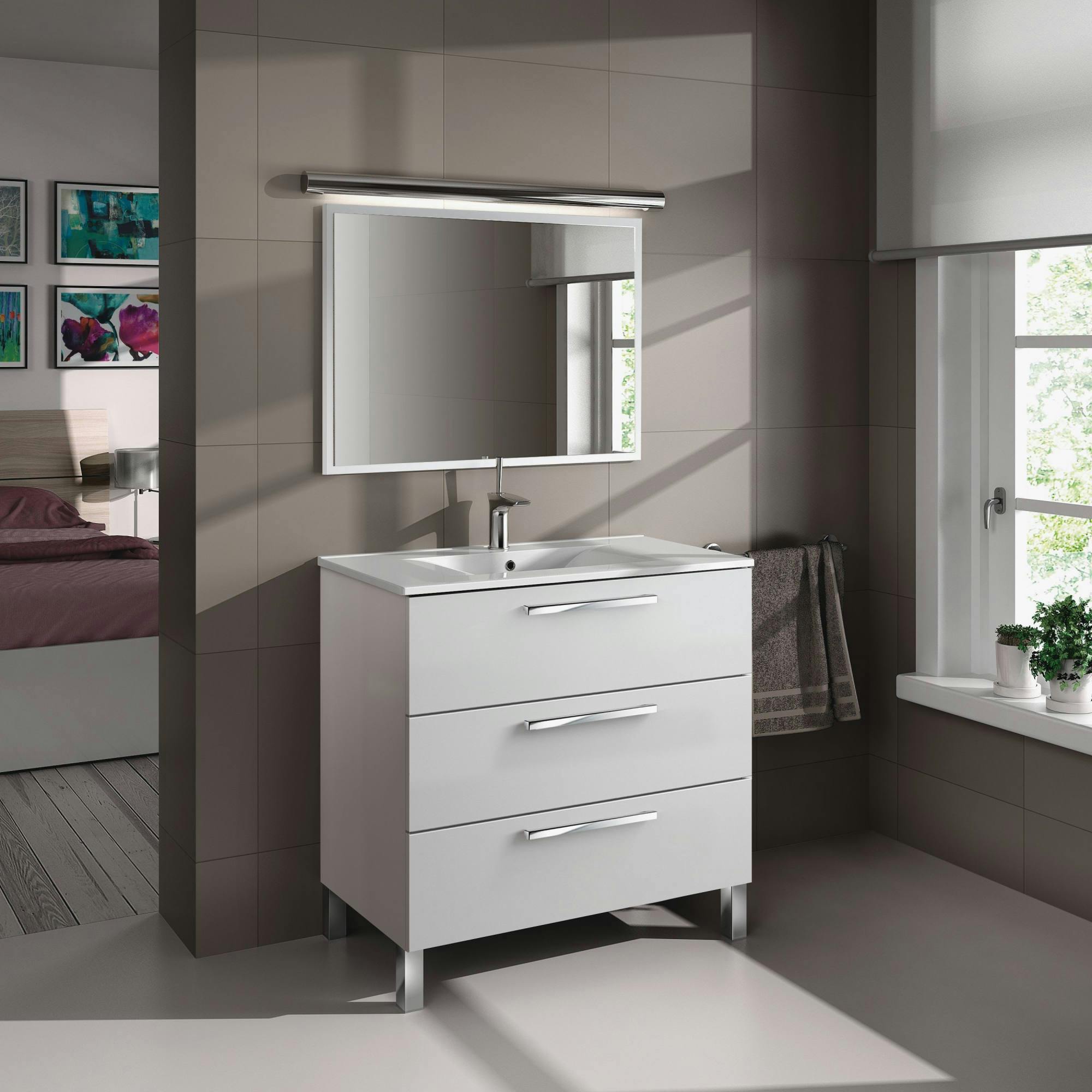 Dmora Mobile Pensile Bagno Lafayette, Mobile colonna per bagno