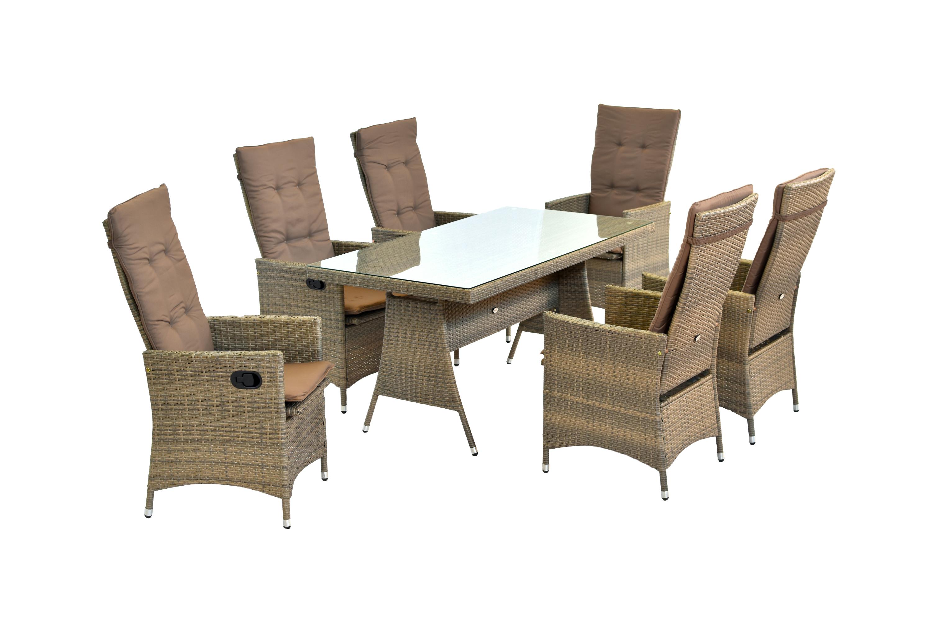 13tlg., x Set 80 Marktplatz Stahl/Kunststoffgeflecht 150 Tisch 6 Sessel, | cm, Valencia Merxx METRO 1