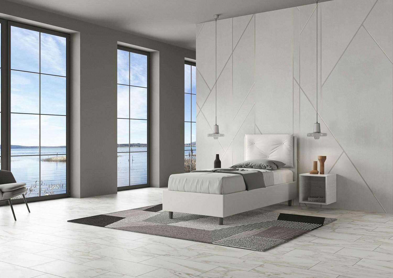 Letto Singolo Antea 80X190 Senza Rete - Bianco