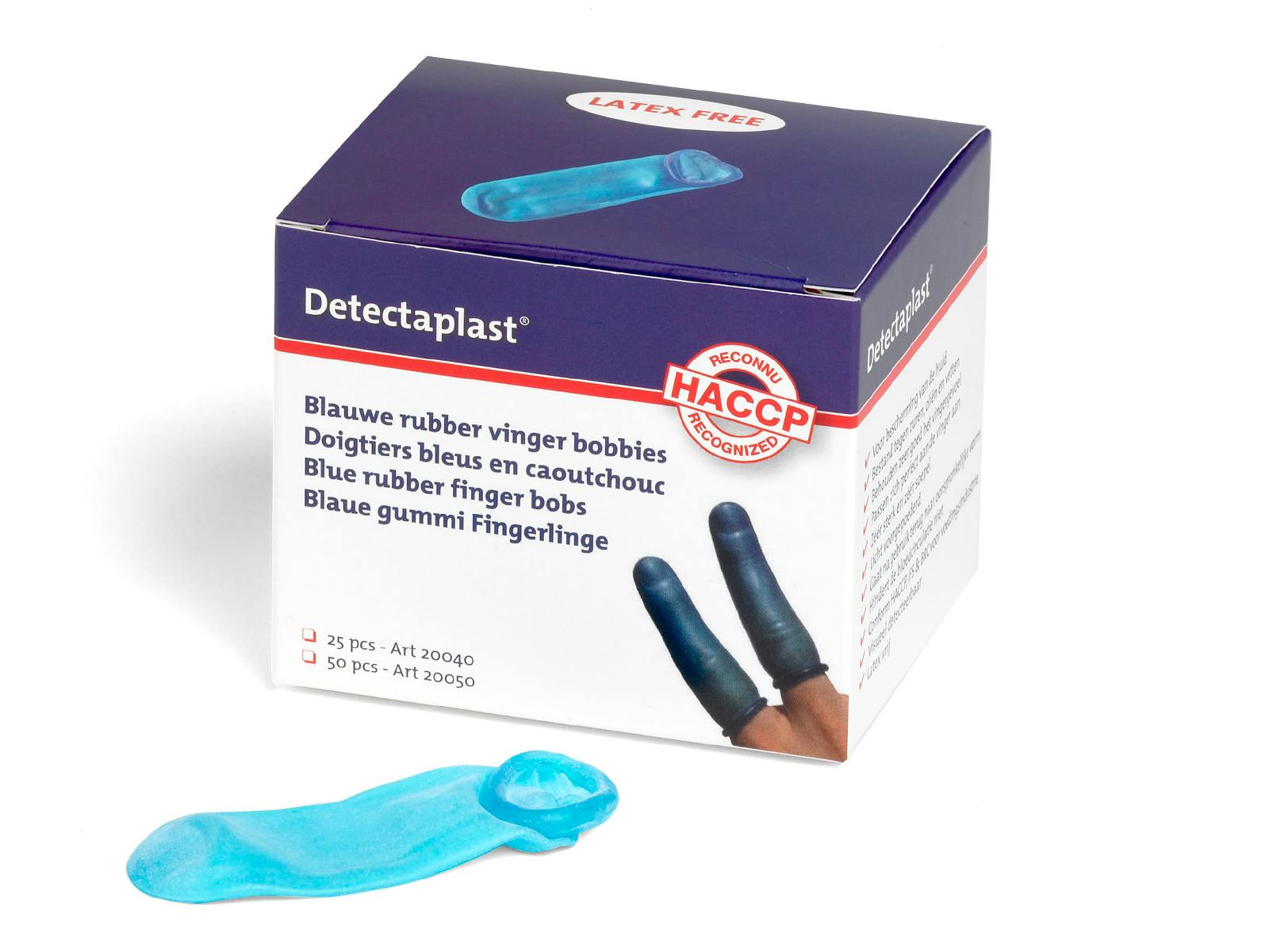 Pansement doigtiers bleu en caoutchouc X50 - Detectaplast