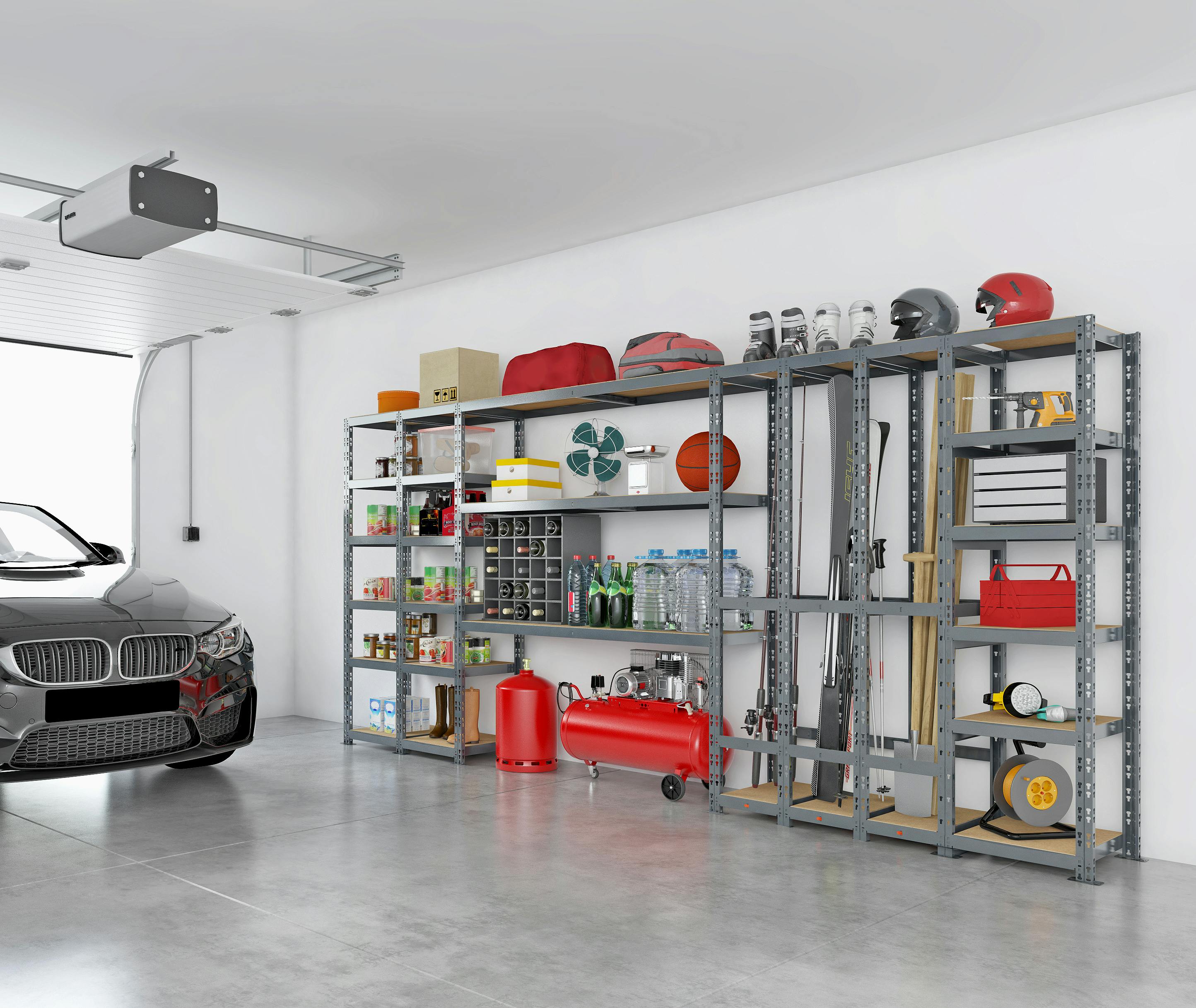 CENTRALE BRICO Concept rangement de garage MODULÖ STORAGE SYSTEME EXTENSION  4 étagères 21 plateaux longueur 300 cm pas cher 