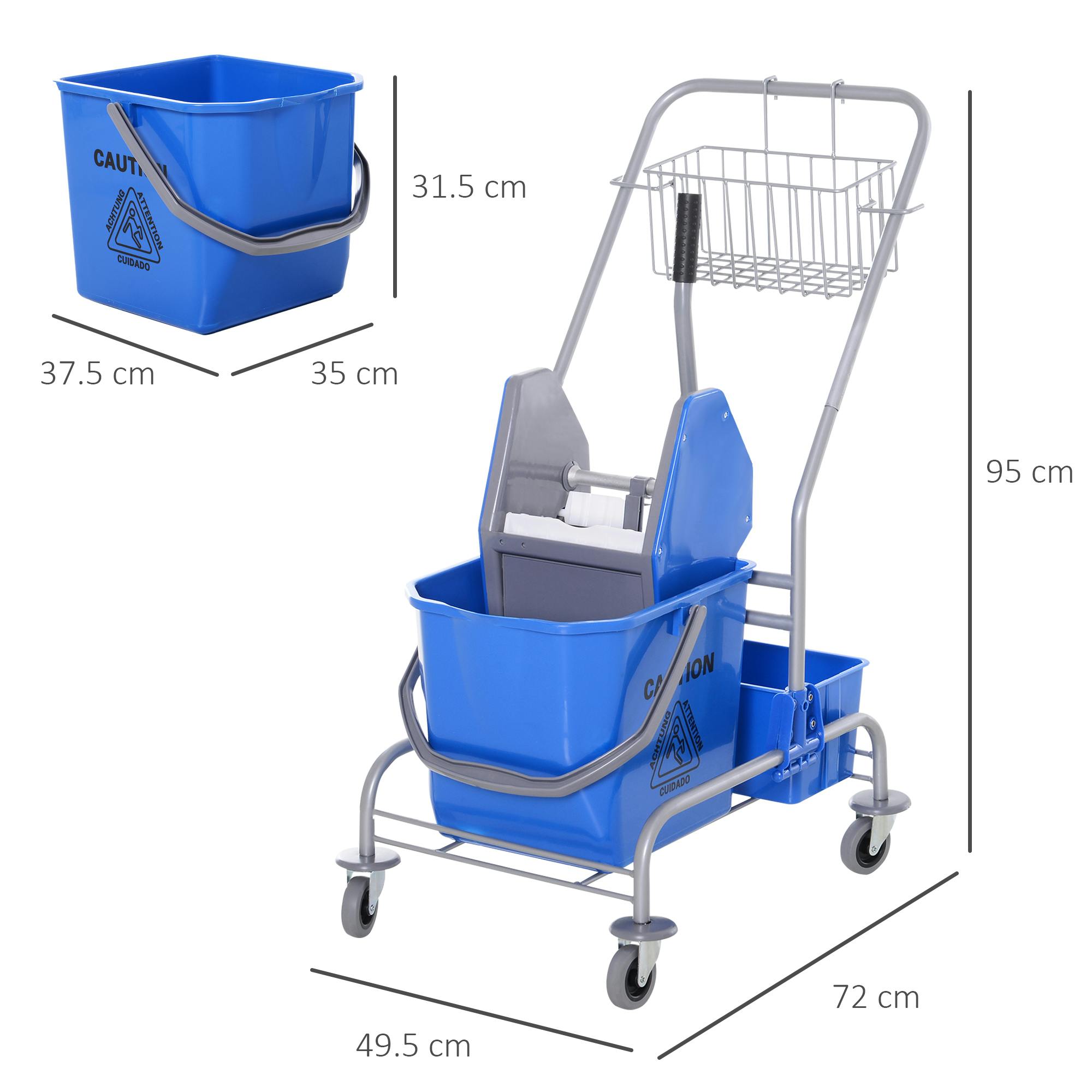 HOMCOM Carrello Pulizie Lavapavimenti Secchio 25L e Strizzatore