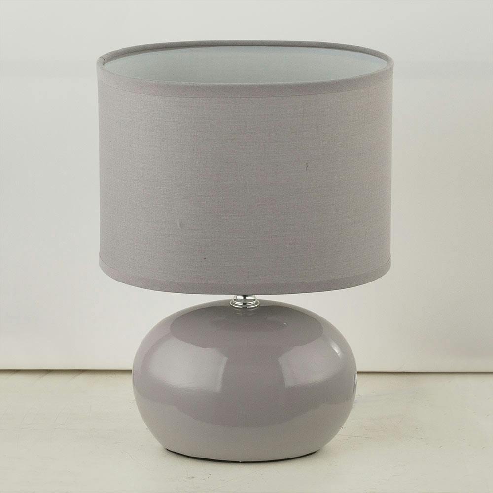 Luxus Textil Lese Leuchte Keramik Nacht Tisch Lampe grau Wohn Zimmer Beleuchtung 