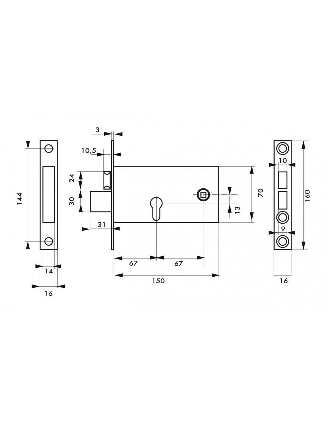 Serrure encastrable pour porte d'entrée serrure à cylindre réversible v/bc  - BEAURAIN DISTRIBUTION