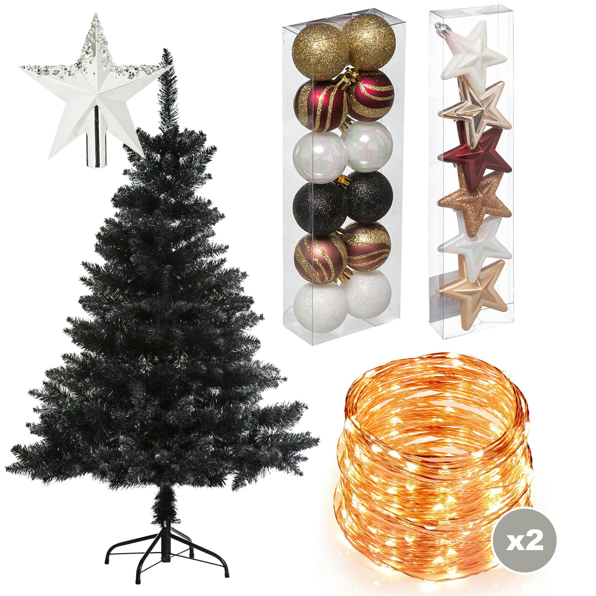 Árbol de Navidad Floreciente Negro 150 cm WellHome con Pack Decoración  Completa en Varios Colores | MAKRO Marketplace