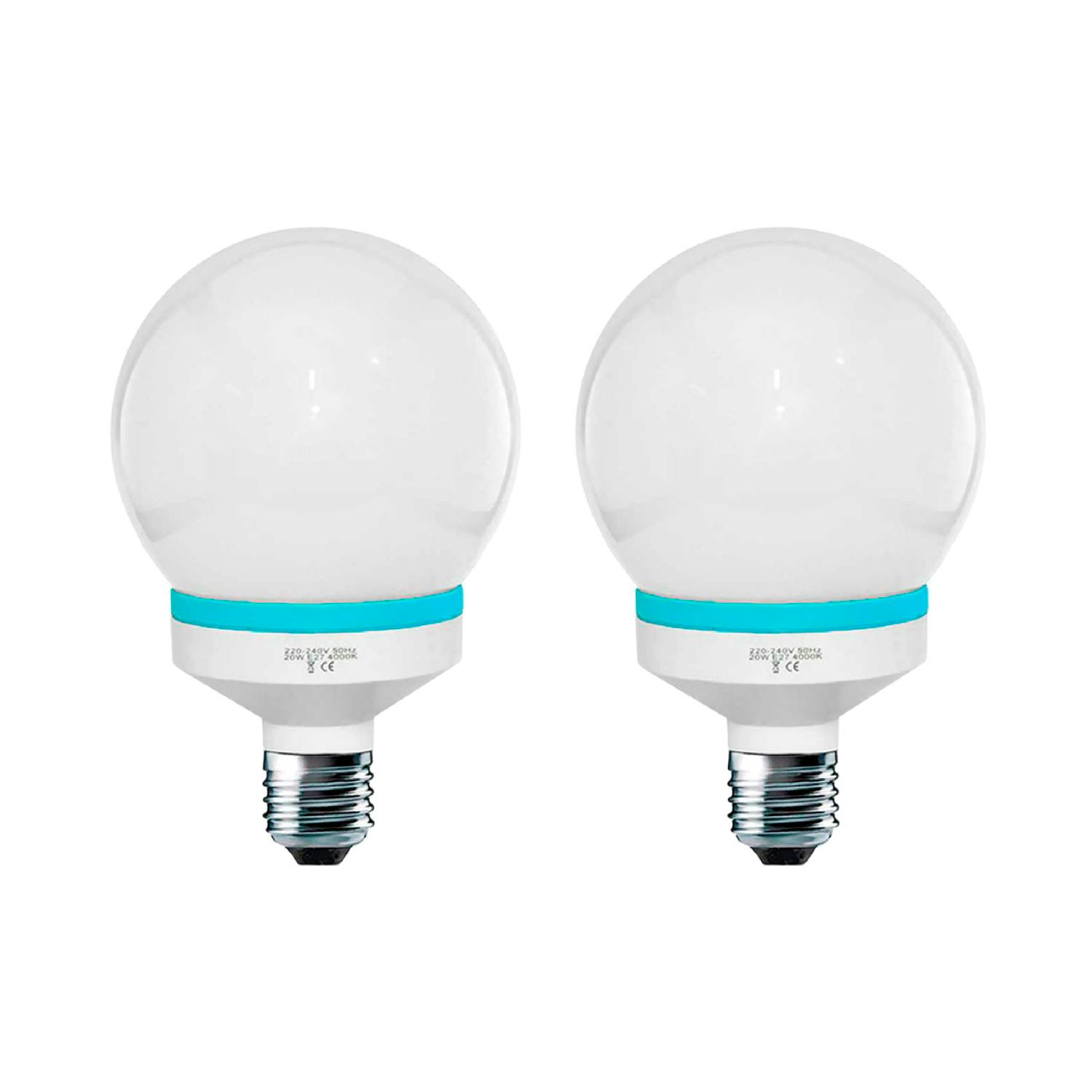 Confezione da 2 Lampadine CFL a basso consumo Mini Globe E27 9W 400lm 4000K  Dayron