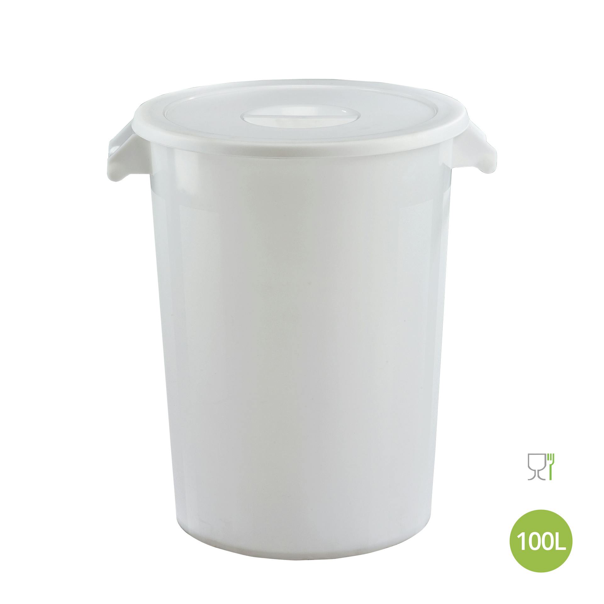 Cubo industrial 100 litros con tapa. Color Blanco. Makro