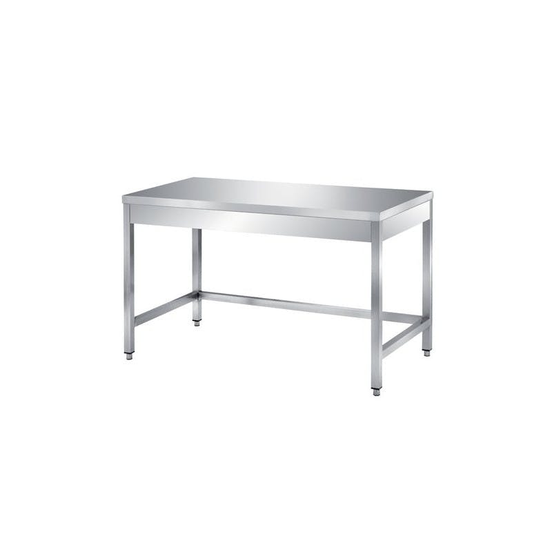 Tavolo acciaio inox senza cornice sulle gambe. Prof. 60 cm - AISI 430,  SENZA ruote, 160x60x85H