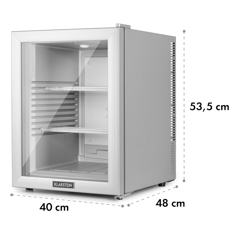 Brooklyn 42 Mini-Kühlschrank Glastür LED Ablage Silber