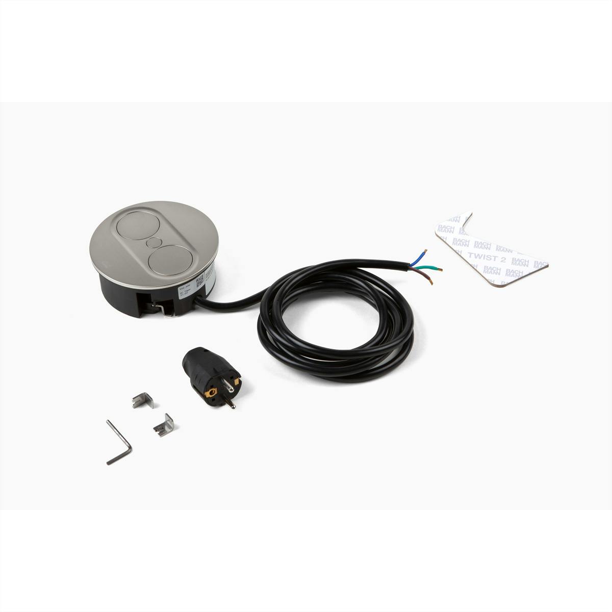 BACHMANN Twist 2 Steckdose - 1x CEE7/3 & 1x USB A/C 22W In Silber