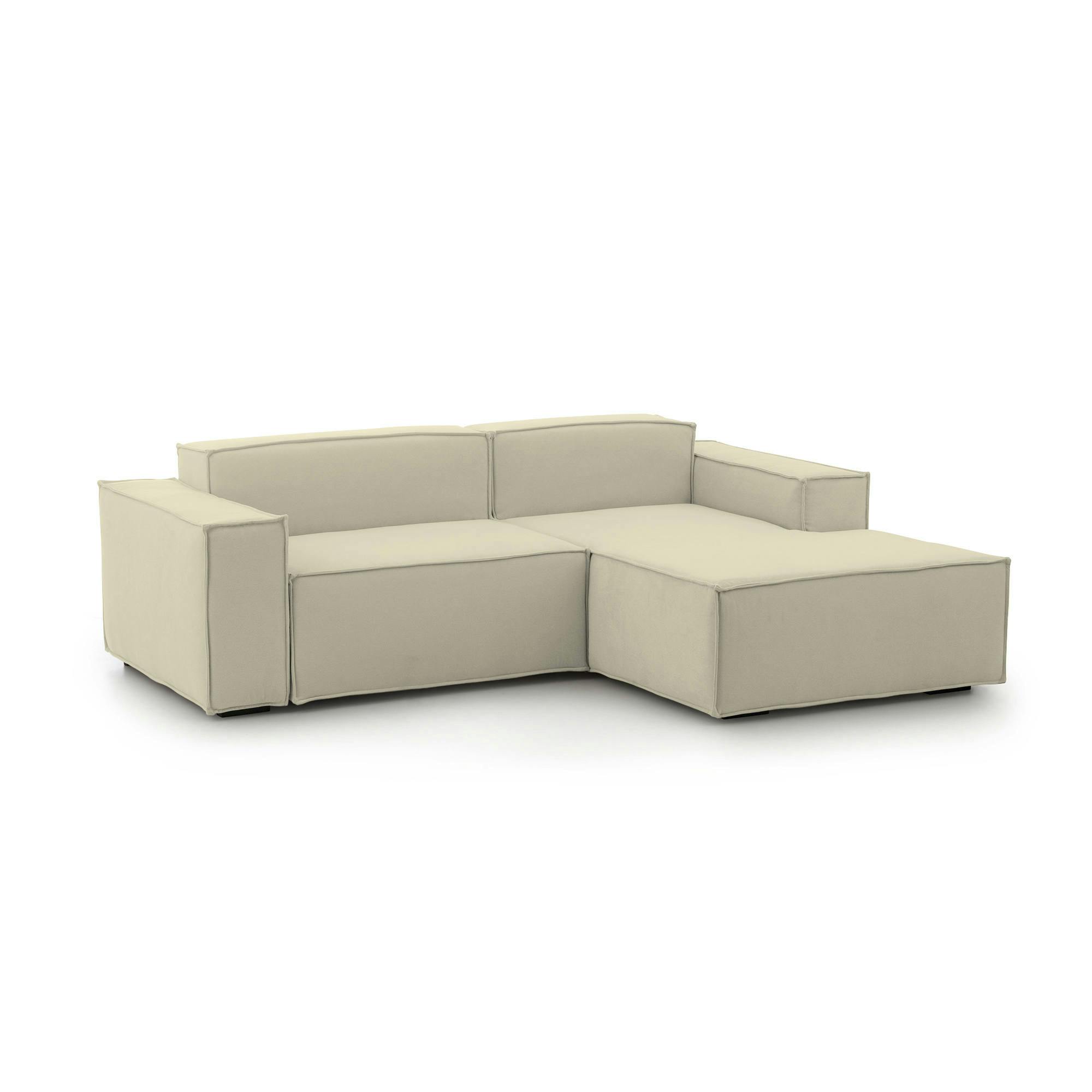 Dmora Divano fisso Lidia, Divano componibile a 2 posti large con penisola  destra, 100% Made in Italy, Sofà moderno in tessuto, Cm 240x170h70, Beige