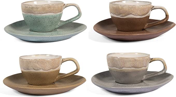 Confezione 6 tazzine caffè con piattino Stoneware 90 cc - Linea