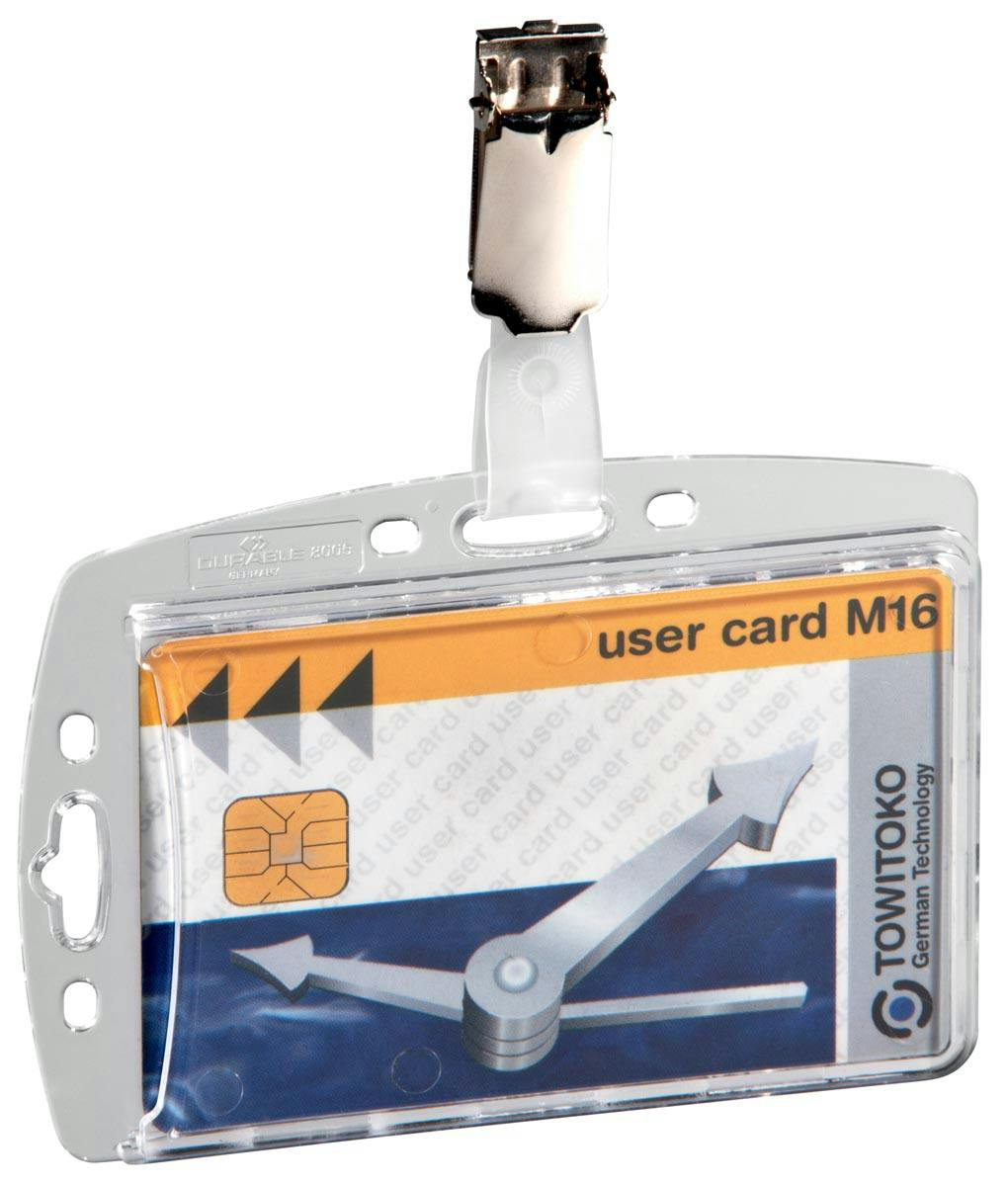 DURABLE Ausweishalter für 2 Karten, drehbarer Clip für Hoch- und Quer