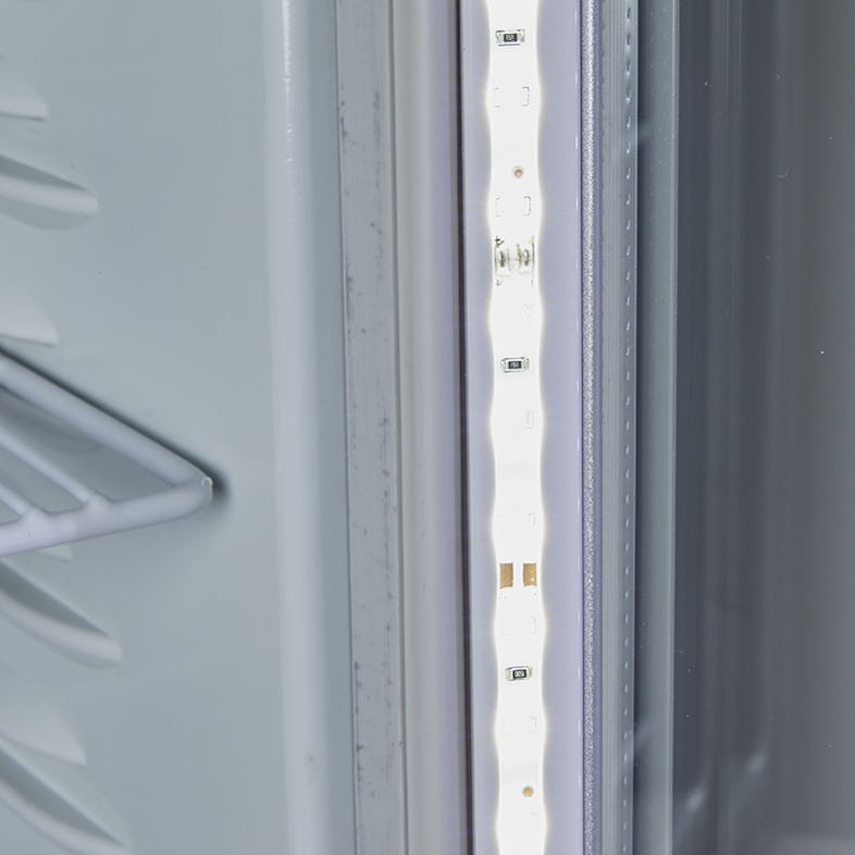 Edelstahl Mini Kühlschrank mit Glastür - LED Innenbeleuchtung - GCKW65