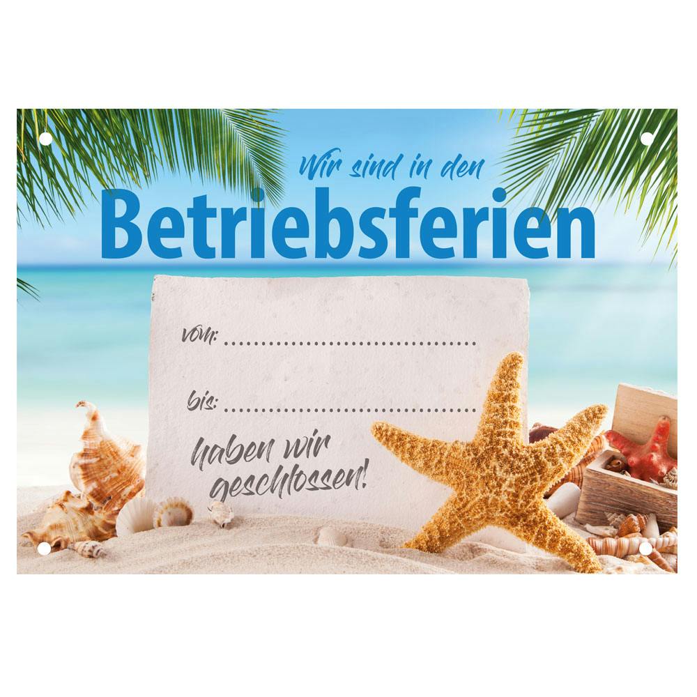 Schild Betriebsferien, Wegen Urlaub geschlossen, Acrylglas beschreibbar