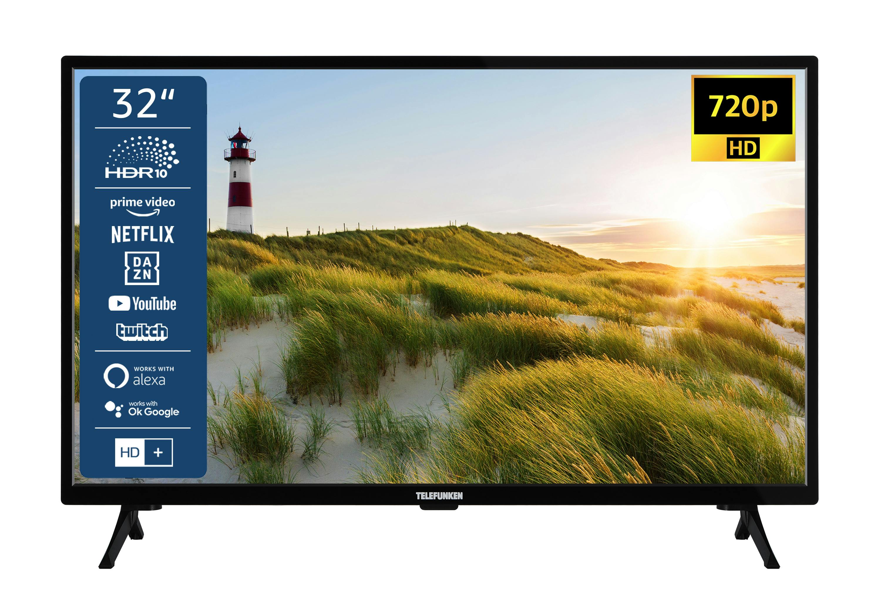 Inkl. 6 Ready, HDR, Marktplatz [2023] (HD TELEFUNKEN TV Zoll | XH32SN550S - 32 Monate Fernseher/Smart Triple-Tuner) HD+ METRO