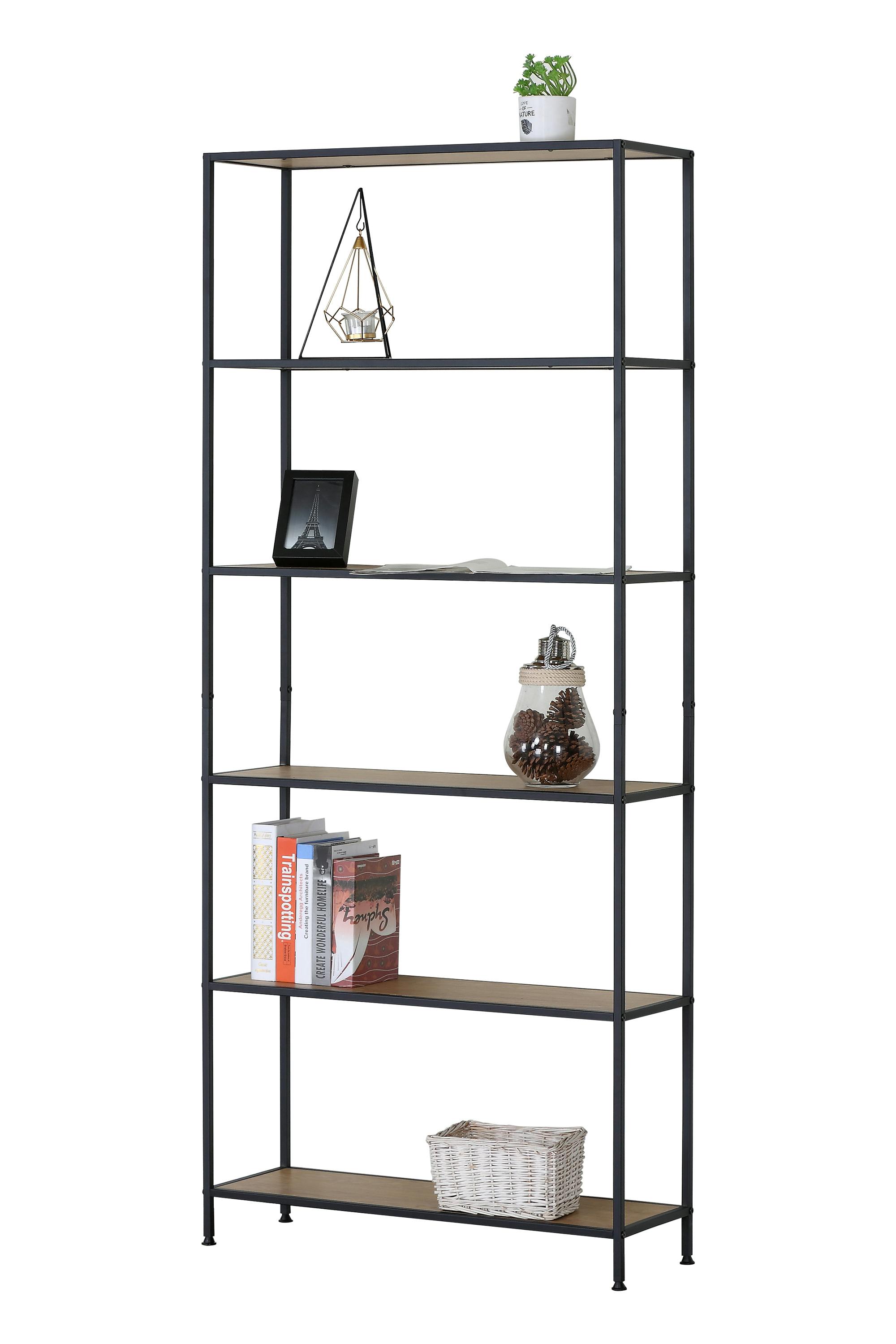 Rebecca Mobili Libreria Ad Angolo Scaffale in Truciolato Abete Grigio 3  Ripiani Modulari