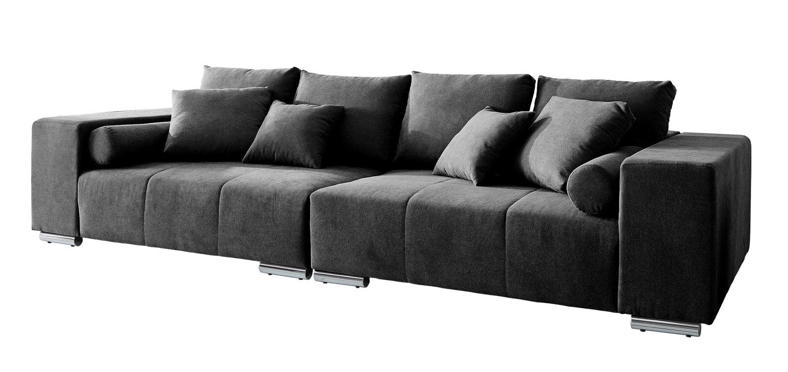 XXLSofa Marbeya Schwarz 285x115 cm mit 10 Kissen Big Sofa METRO