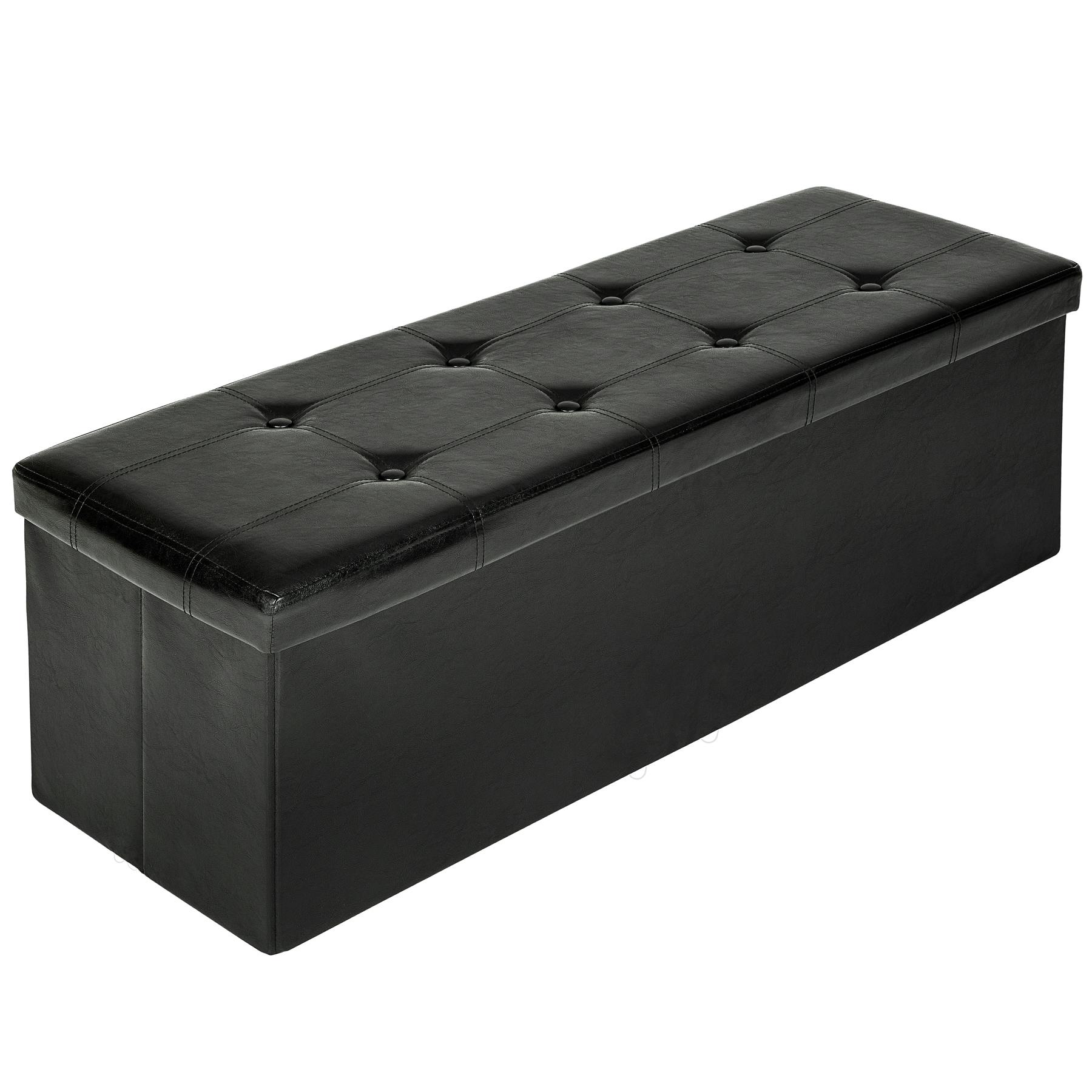Banc coffre rangement noir 6 tiroirs 100X38X38 cm PVC