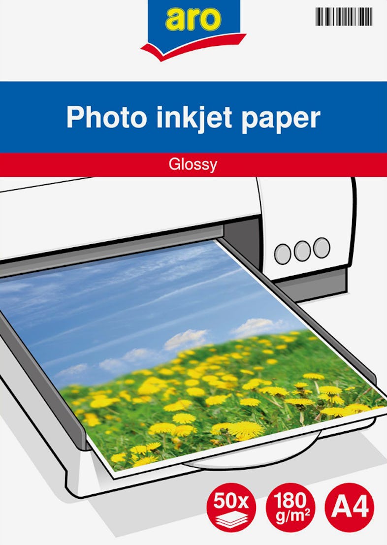 aro carta fotografica lucida GLOSSY, DIN A4, adatta a tutte le stampanti a  getto d'inchiostro, 50 fogli