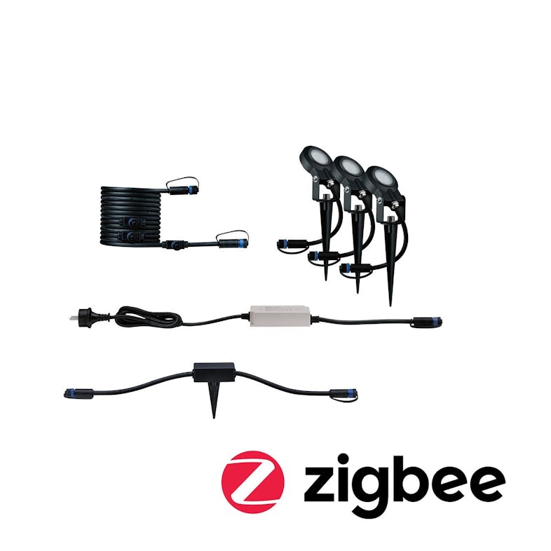 Zigbee IP67 3000K Marktplatz LED 3x6W Smart 5028 Bundle | 75VA Shine Plug Anthrazit Sting Paulmann Home METRO Gartenstrahler &