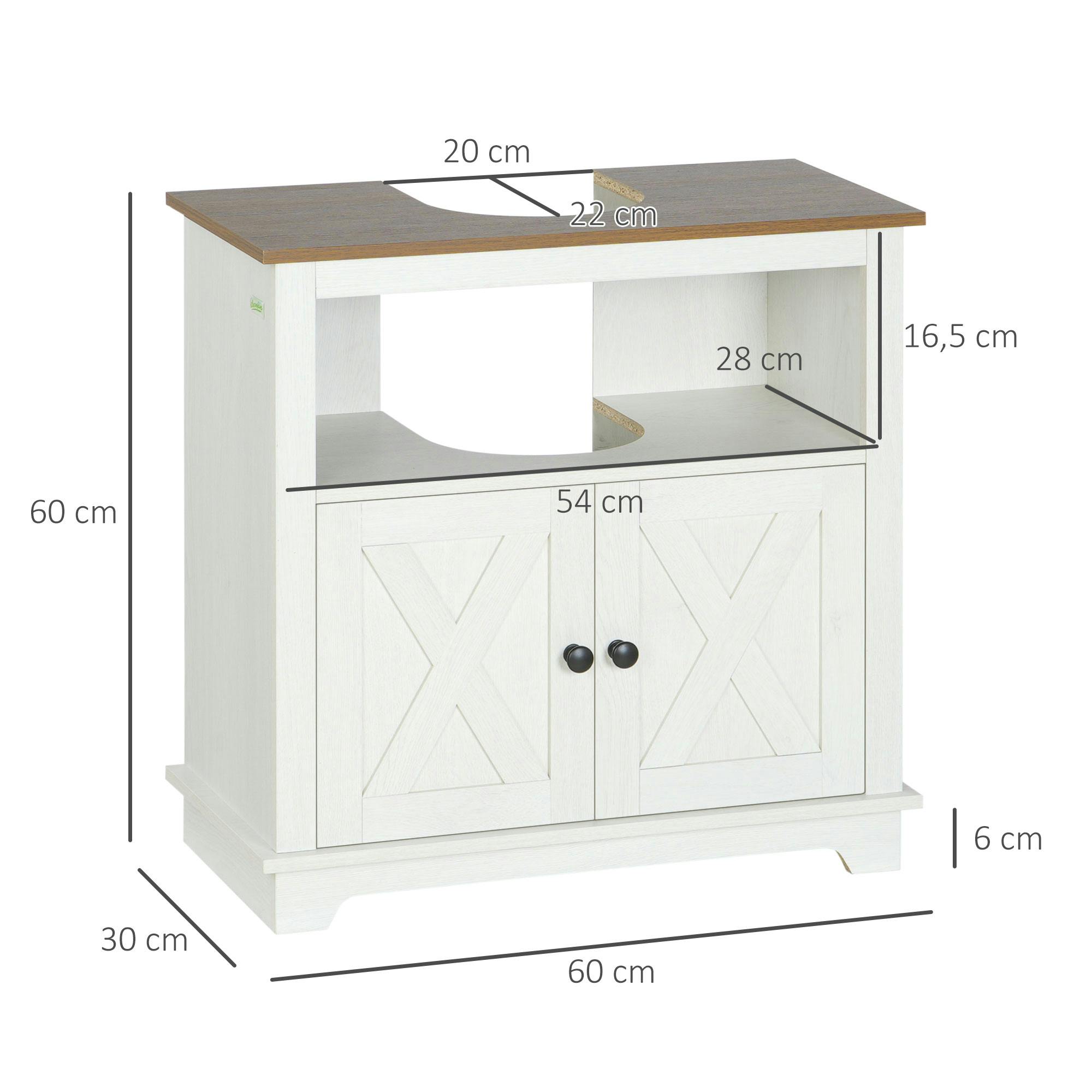 kleankin mueble para debajo del lavabo armario bajo lavabo de madera con 2  puertas y estante