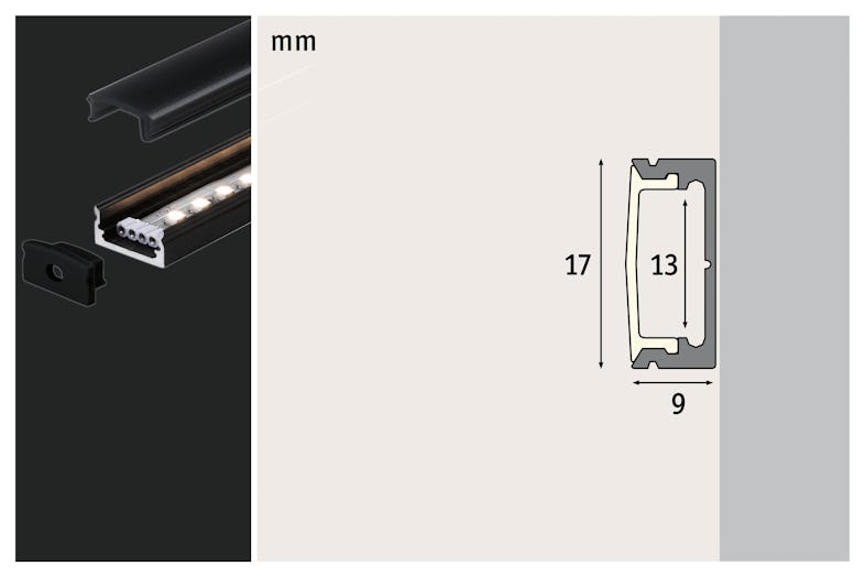 Paulmann LED Strip Profil Base Schwarzer Diffusor 2m Schwarz 70521 | METRO  Marktplatz