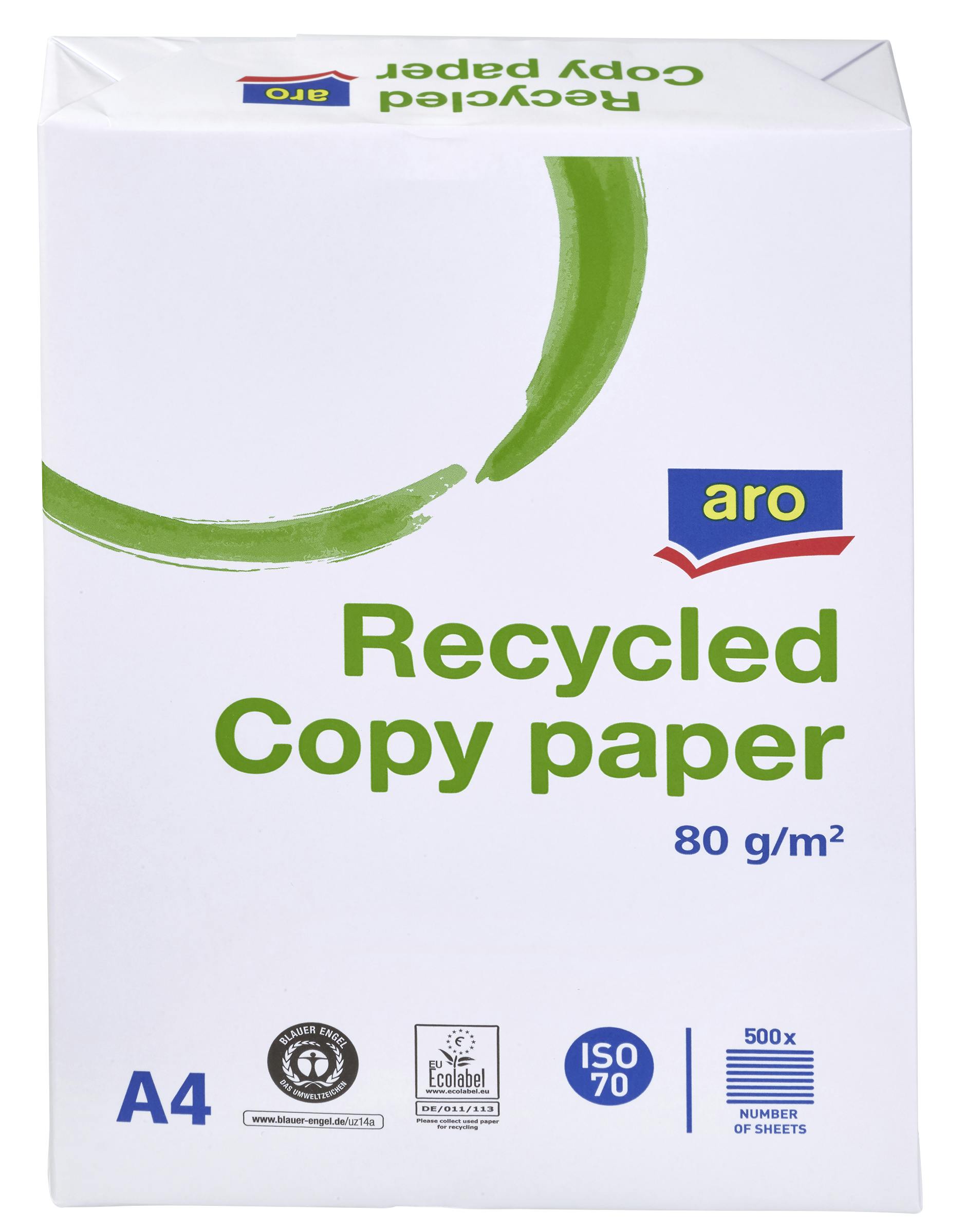 aro DIN A4 Papier d'impression recyclé, 80 g/m², blanc, 5 x 500