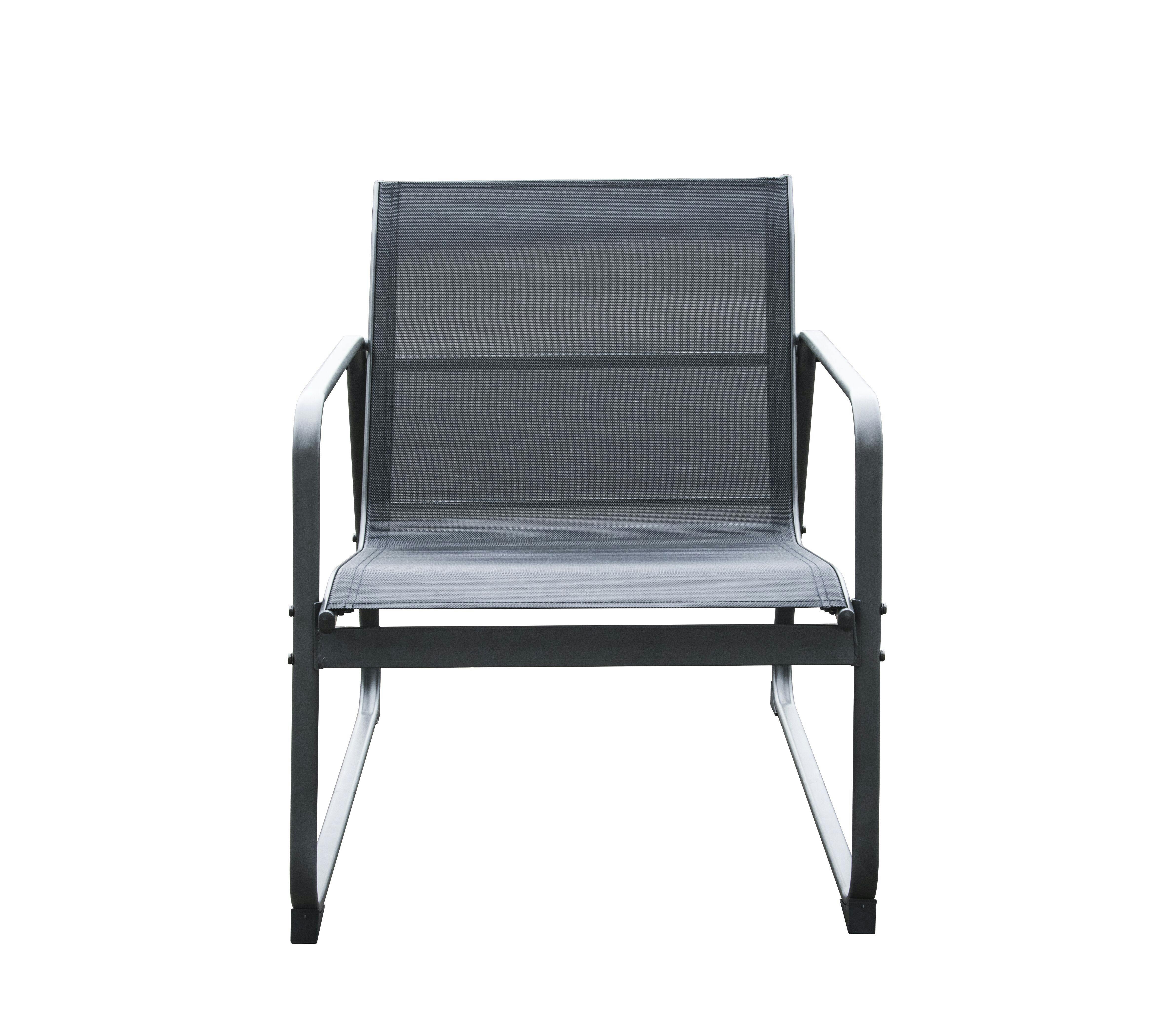 loungeset met tafel, staal/rugleuning van stof, zwart, 4-delig | MAKRO