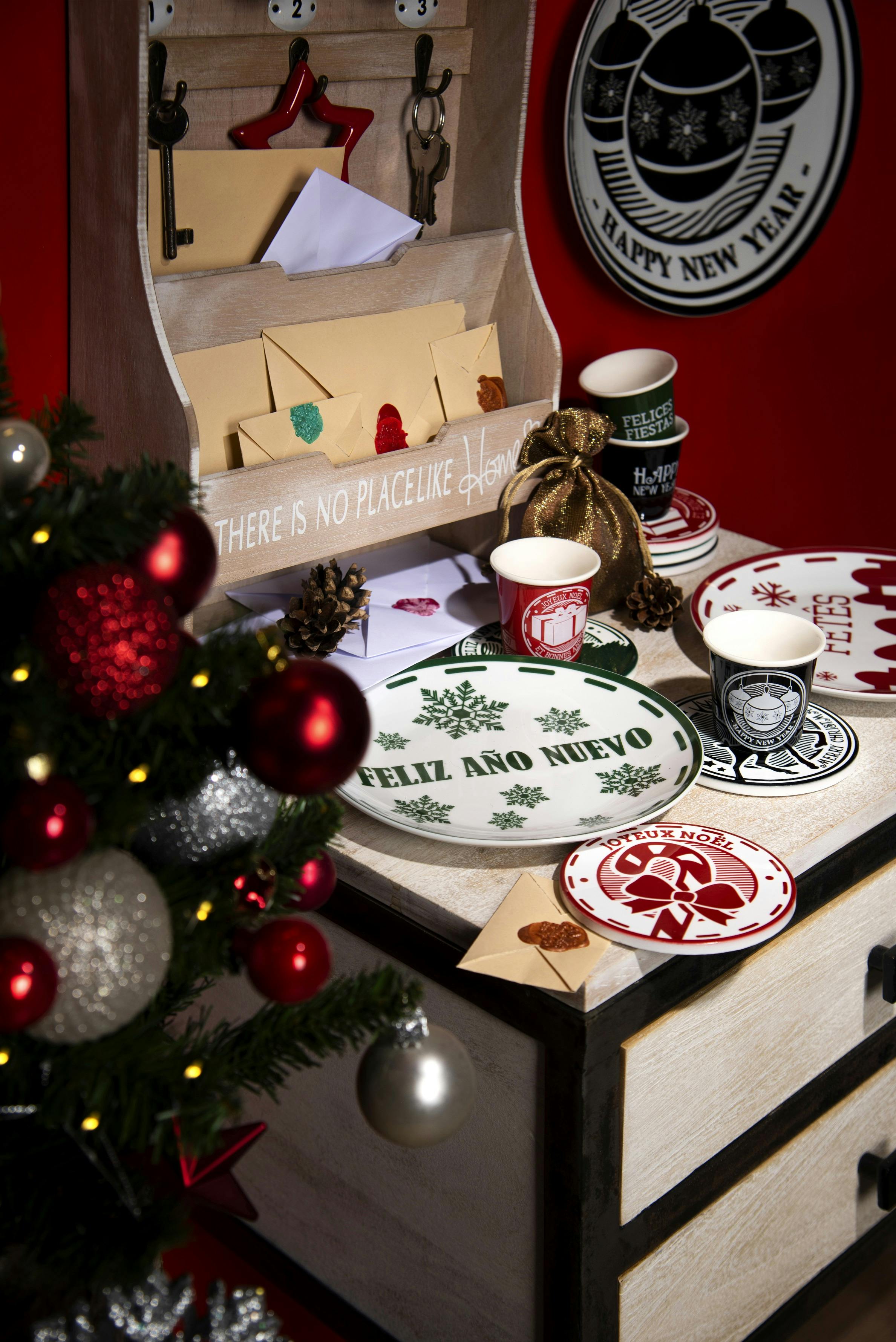 Excelsa set 6 bicchierini caffe' Christmas Stamp porcellana 9 cl  multicolore
